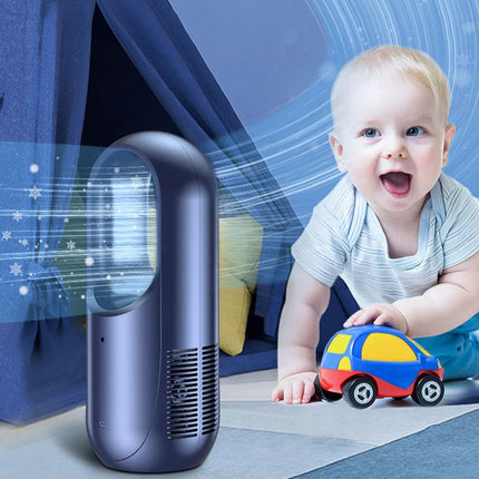 Ventilatore da Terra Senza Pale Ricaricabile, Ventilatore di Raffreddamento per Bambini, Ventilatore di Sicurezza 2000mAh, Raffrescatore d'Aria Domestico con 6 Velocità
