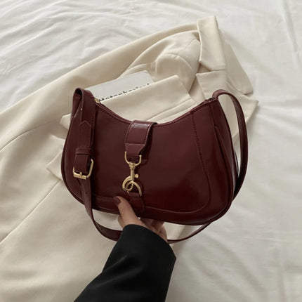 Elegante Borsa a Tracolla da Donna - Borsetta Quadrata Retrò con Chiusura a Zip, in Resistente Materiale PU