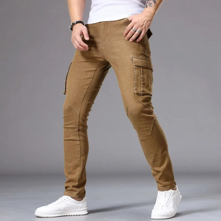 Men's Casual Jeans Vintage Straight Leg Elastic Slim Fit Autumn Winter Sweatpants Trousers Skinny Y2k Jeans Men's Cargo Pants