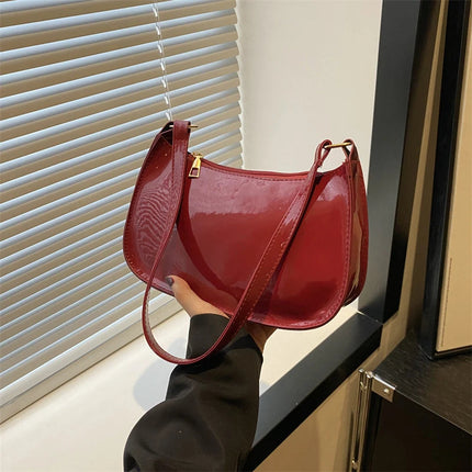 Retro Solid Color PU Leather Shoulder Underarm Bag Women's Fashion Handbags Casual Hobos Purses and Handbag Ladies Hand Bags PlatiNum