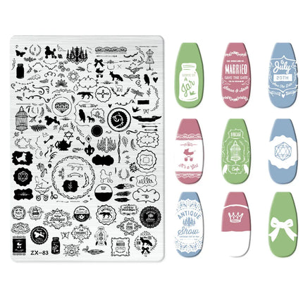Flowers Love Nail Stamping Newspaper Splice Theme Irregular Stamping Plates Letter Nail Art Printing Stencil Tool Big Size Tools