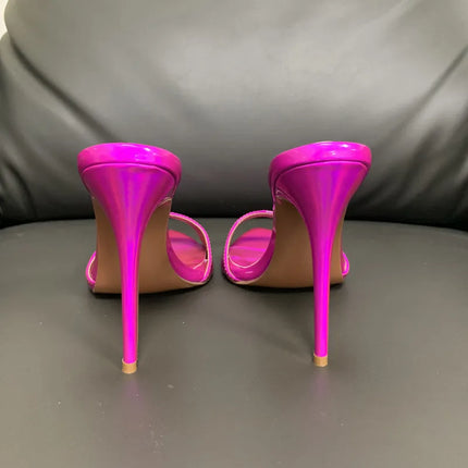 Women's Stiletto Heel Open Toe Sandals, Starry Summer Style, with Dazzling Laser Colors, 2026