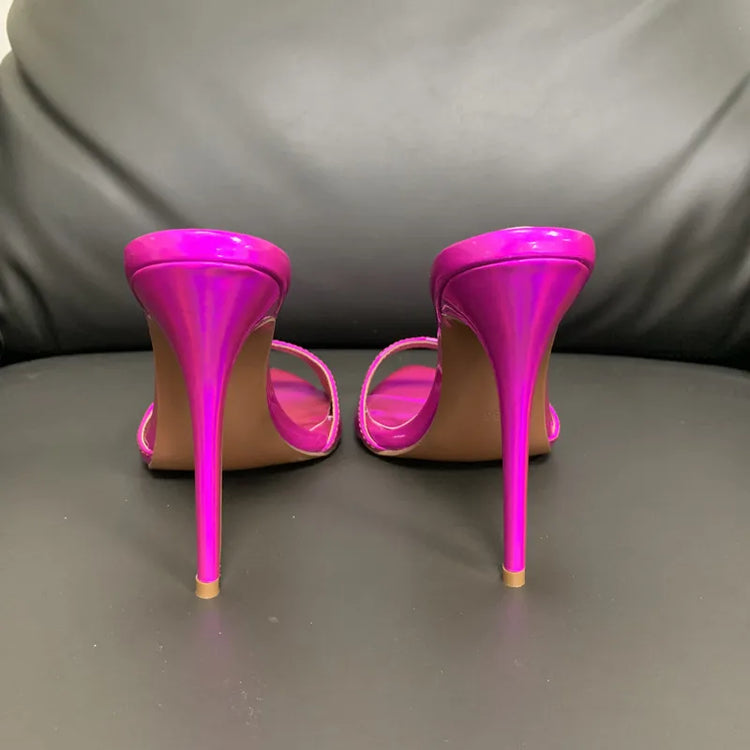 Sandali da donna con tacco a spillo e punta aperta, stile estivo stellato, con colori laser abbaglianti, 2026