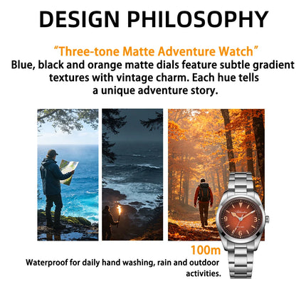 ADDIESDIVE New 36Mm Men's Quartz Watch Retro Dial Sapphire Glass 100M Waterproof Stainless Steel Night Light Retro Quartz Watch
