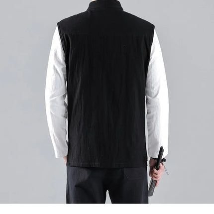 Canotte da uomo senza maniche in cotone stile cinese, gilet casual vintage, gilet estivi traspiranti, magliette larghe da uomo, abito Tang