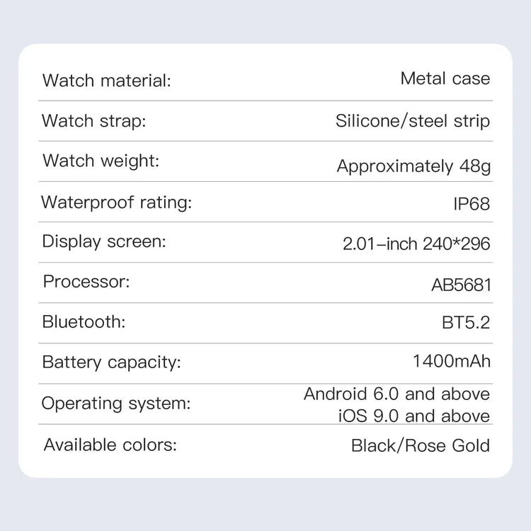 2026New Smart Watch Fitness Clock Men 2.01" AMOLED Screen 1400mAh 130+ Days Battery Life Flashlight Call Waterproof Smartwatches