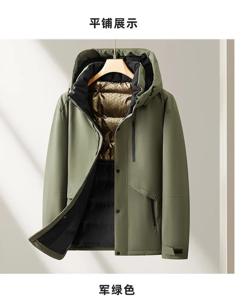 Oversized Men's 90% White Duck Down Jackets Winter Outdoor Windproof Warm Hooded Puffer Coat Loose Thicken Padded Parka Clothing