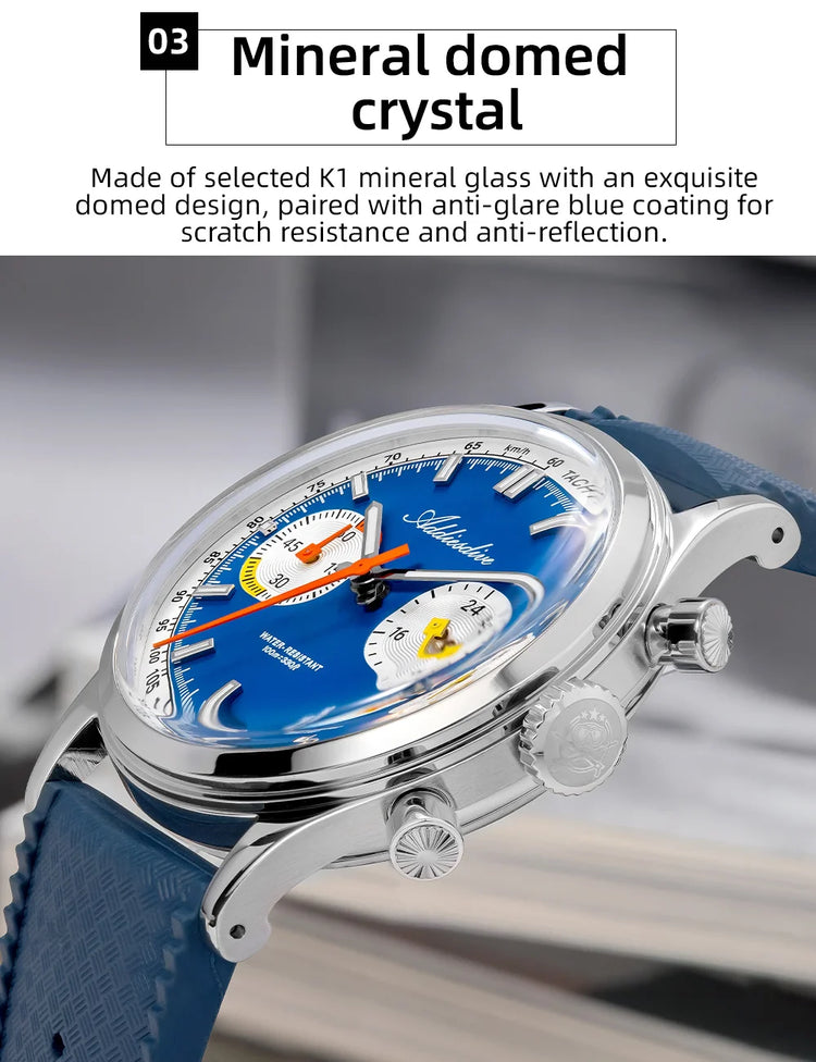 ADDIESDIVE HOT 38mm Men's Watch AD2549 BGW9 Super Luminous Fluorocarbon Rubber 10Bar Waterproof 0S21 Chronograph Quartz Watches