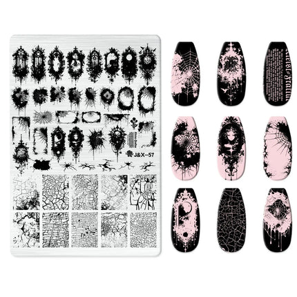 Flowers Love Nail Stamping Newspaper Splice Theme Irregular Stamping Plates Letter Nail Art Printing Stencil Tool Big Size Tools