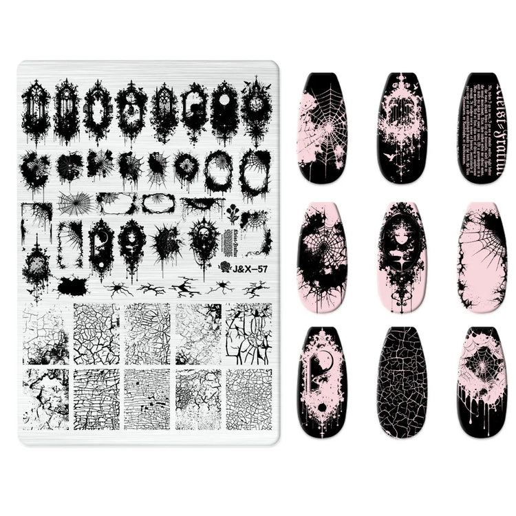Flowers Love Nail Stamping Newspaper Splice Theme Irregular Stamping Plates Letter Nail Art Printing Stencil Tool Big Size Tools