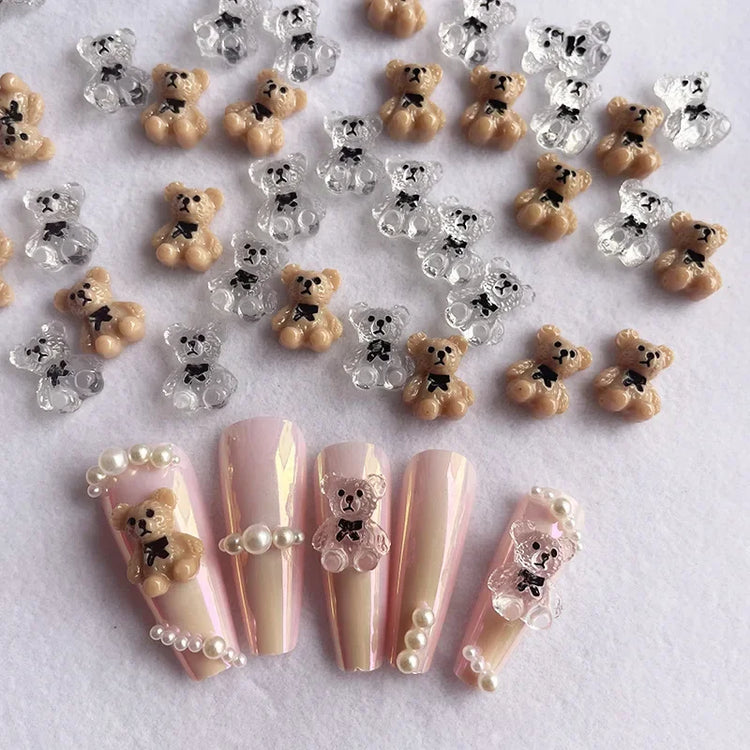 10-40Pcs Nail Art Bear Shaped Nail Charms Cute Nail Art Decorations Jewelry Rhinestone Accessories Manicure Diy Nails Art Tools