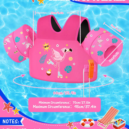 Kids Swim Vest for Toddlers Floaties for Swimming Armbands 15-70 lbs Cartoon Swim Water Wings with Crotch Strap Child Pool Floats Vest