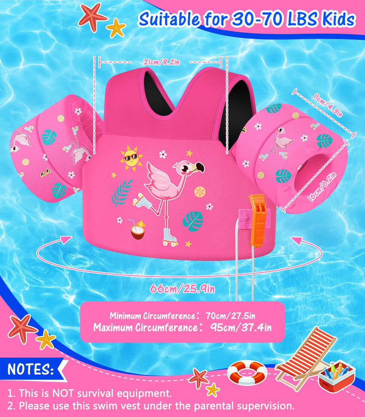 Gilet da bagno per bambini per bambini Floaties per braccioli da nuoto 15-70 libbre Ali d'acqua per nuoto in cartone animato con cinturino sul cavallo Gilet galleggianti per piscina per bambini