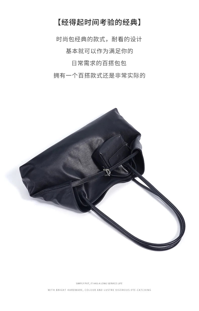 Motingsome Oversized Natural Leather Woman Bags 2025 New Fashion Handbag and Purses Large Capacity Commuter Bag Casual Tote