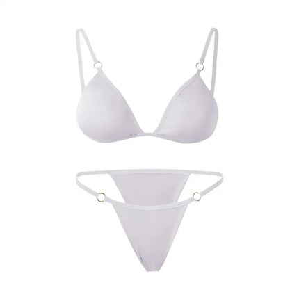 Costume da bagno bikini sexy da donna in tinta unita con fibbia in metallo decorato con costumi da bagno brasiliani per vacanze al mare platinumshop