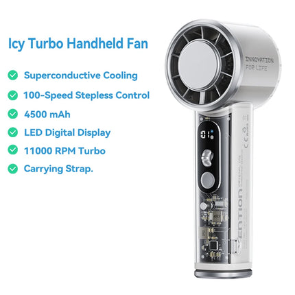 Ventilatore Portatile Vention Turbo con Raffreddamento Superconduttivo, per Campeggio, 11000 RPM, Velocità Regolabile, Display LED Digitale