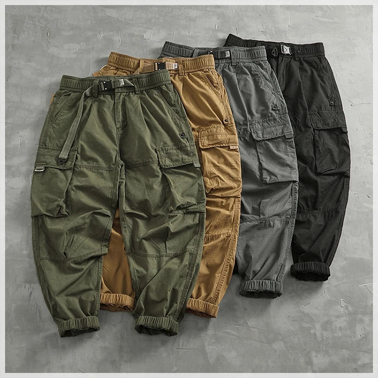 Men's corset casual pants loose 3D vertical cut retro military style outdoor scratch resistant multi-pocket cargo pants