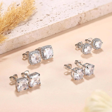 Drperfect Orecchini in argento con zirconi cubici per donna Uomo Orecchini a bottone delicati ipoallergenici placcati in oro 14 carati platinumshop