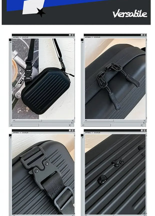 Borsa a tracolla rigida nera, leggera e portatile, per adulti, ideale per il trasporto quotidiano, lo shopping, le brevi camminate all'aperto e l'uso quotidiano.