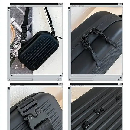 Borsa a tracolla rigida nera, leggera e portatile, per adulti, ideale per il trasporto quotidiano, lo shopping, le brevi camminate all'aperto e l'uso quotidiano.
