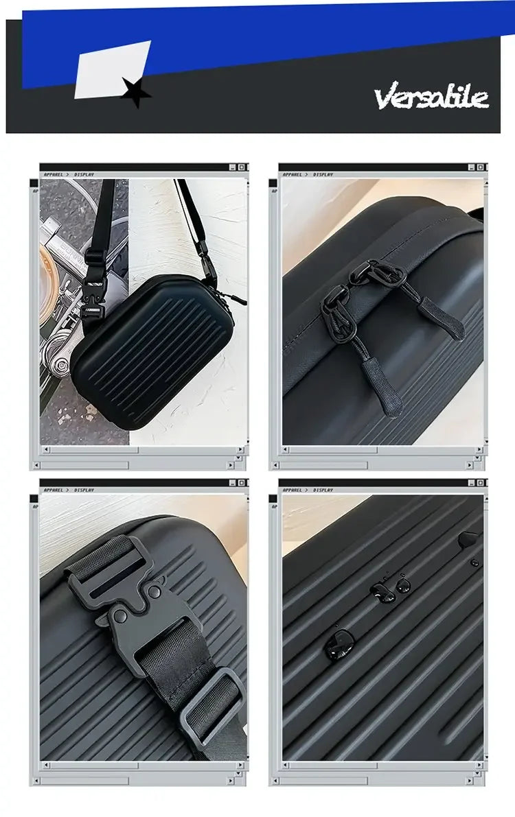 Borsa a tracolla rigida nera, leggera e portatile, per adulti, ideale per il trasporto quotidiano, lo shopping, le brevi camminate all'aperto e l'uso quotidiano.