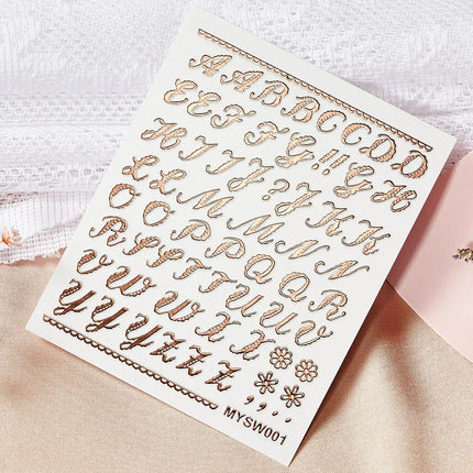 1PC 26-English Alphabet Number 3D Self-adhesive Nail Art Decal Sticker Word Small Letter Nail Decals Sticker Manicure Decoration