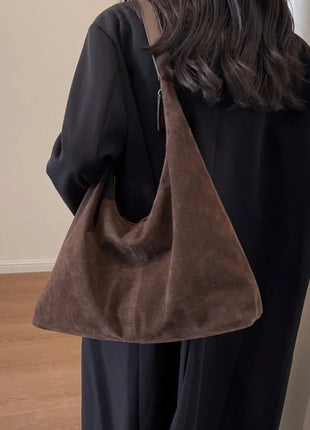 Women Suede Shoulder Bag with Zipper Hobo Bags Large Capacity Handbag Slouchy Bag Commuter Travel Bag Purses and Handbags PlatiNum