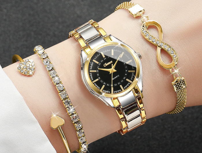 4 pezzi/set moda quadrante piccolo orologi da donna braccialetti da polso analogico al quarzo di lusso da donna Set Reloj Mujer (senza scatola) platinumshop