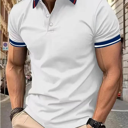 Men's short sleeve top daily casual short sleeve T-shirt with lapel casual short sleeve men's casual T-shirt