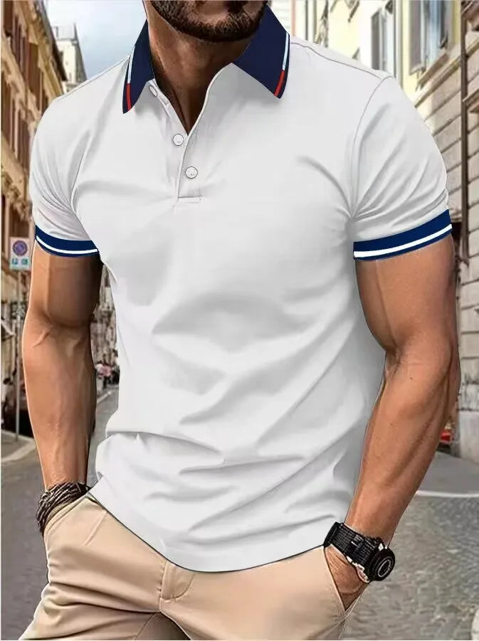 Top a maniche corte da uomo T-shirt casual quotidiana a maniche corte con risvolto casual a maniche corte T-shirt casual da uomo