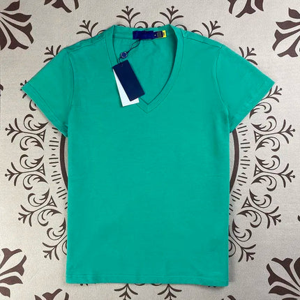 Summer new fashion 9-color pure cotton short sleeved V-neck T-shirt PlatiNum