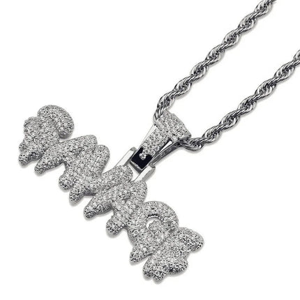 Hip Hop Ice Out Dollar Money Bag Necklace Shiny Cubic Zirconia Wallet Pendant for Men Women Hip Hop Rock Rap Cool Jewelry PlatiNum
