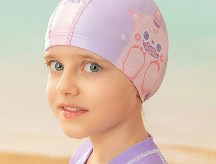 COPOZZ Cuffia da nuoto per bambini in cartone animato Bambini PU Protezione per le orecchie impermeabile Cappello da nuoto Cappelli da bagno elastici Cuffie da piscina per ragazzi Ragazza