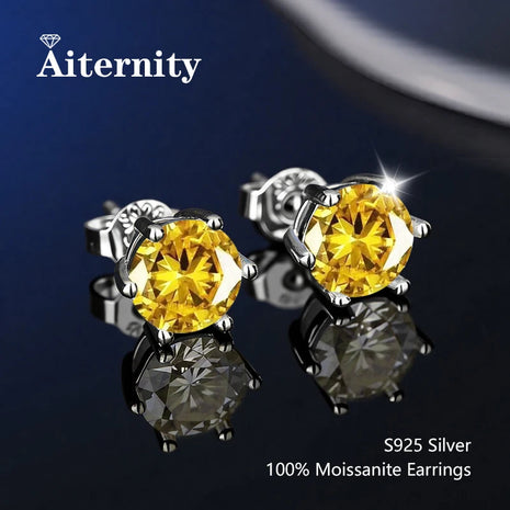 100% Real Sterling Silver S925 Moissanite Earrings Stud  With 2 Certificate D VVS1 Pass Diamond Test Pen For Women Men Jewelry PlatiNum