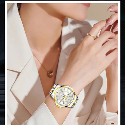 SUNKTA Orologio da Donna con Diamanti, Moda Creativa, Acciaio Impermeabile, Orologio al Quarzo Casual Luminoso con Bracciale platinumshop