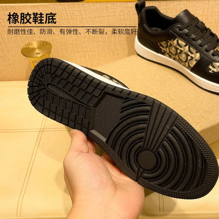 European New Shoes for Men Genuine Leather Patchwork Casual Shoes Trend Flat Skateboard Shoes Youth Cool Lace-up Sneakers