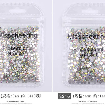 144/288 /1440pcs SS3-SS50 Crystal AB Clear Nail Rhinestones Non Hotfix Flat Back Stones DIY Strass Nail Art Decor Accessories
