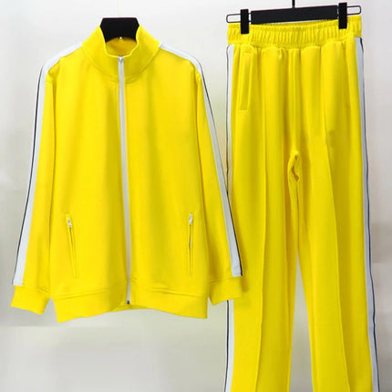 European and American new leisure sports suit men and women high-end fashion space cotton cardigan fashion two-piece large size PlatiNum