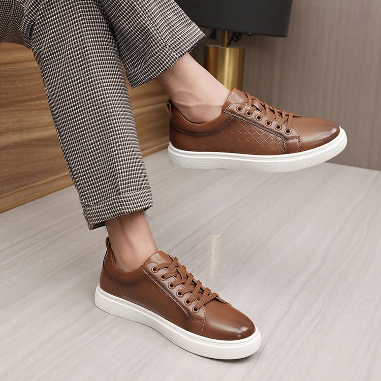 Casual men's leather shoes New comfortable and trendy styles Outdoor Fashion Party Daily leisure youth Black Board Shoes HOT -46