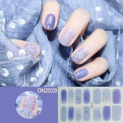 14Tips 3D Flowers Gradient Color Adhesive UV Gel Nail Stickers Fashionable Marble Pattern Nail Wraps DIY Manicure Arts Decals