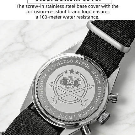 ADDIESDIVE New Chronograph 0S20 Quartz Wristwatch Luxury Men Watch Ceramic Bezel Domed Glass 100m Waterproof BGW9 Luminous