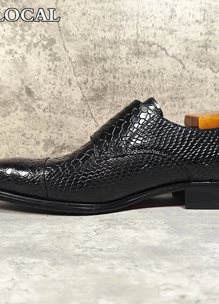 Mocassini da uomo di lusso Scarpe Stampe di serpente Abito formale Scarpe casual da uomo Nero Marrone Scarpe da doppio monaco in vera pelle da uomo