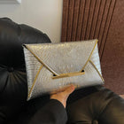 Fashion Crocodile Pattern Envelope Clutch Women's Handbags For Gifts, Designer Casual Ladies Purses Phone Pocket PlatiNum