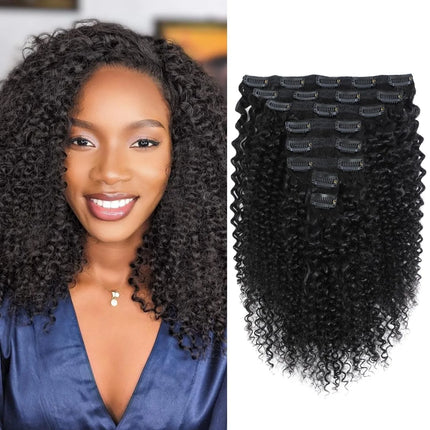 Kinky Curly Clip Ins Human Hair 3C 4A Curly Clip In Extensions for Black Women 8 Pcs 20 Clips 120g/Set 10A Brazilian Human Hair