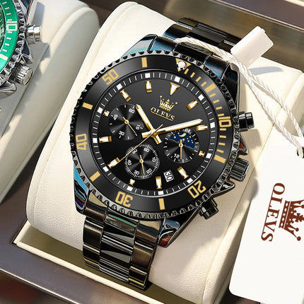 OLEVS Orologi da uomo Orologio di lusso delle migliori marche da uomo Cronografo originale impermeabile in acciaio inossidabile Fasi lunari Data Quadrante Rota platinumshop