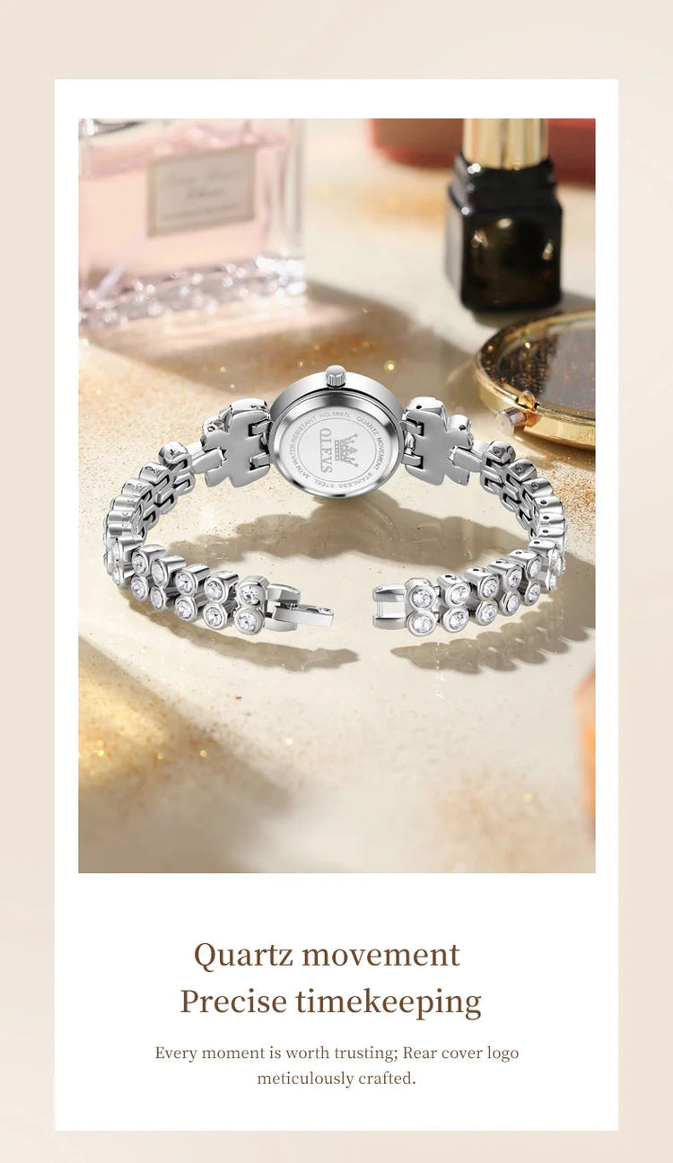 OLEVS 5887 Orologi da donna Elegante orologio al quarzo originale Orologi luminosi impermeabili per regalo donna Cinturino con diamanti Reloj Mujer platinumshop