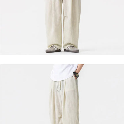 Pantaloni Leggeri e Sottili da Uomo, Traspiranti, Tinta Unita, Stile Harajuku, Gamba Larga, Casual, Oversize, Moda Harem, Streetwear Maschile