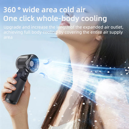 Ventilatore Portatile Mini con Nebulizzatore d'Acqua, 3600mAh, 5 Velocità, Pieghevole, da Appendere al Collo, Umidificatore Ricaricabile USB-C