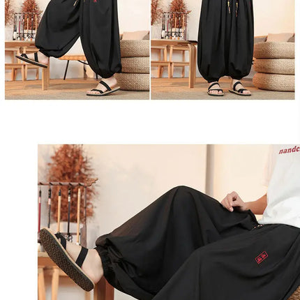 Pantaloni Estivi da Uomo in Seta Ghiaccio Sottile Traspirante, Pantaloni alla Moda a Lanterna, Casual, Comodi, a Gamba Larga, Taglie Forti fino alla 8XL