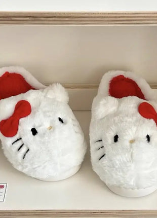 Simpatiche pantofole in peluche Hello Kitty Anime da donna, scarpe in cotone Sanrio Kawaii, scarpe morbide da camera da letto per studentesse, regali per ragazze per le feste invernali